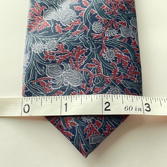 Vintage Rome Silk Men's Necktie Floral Print Blue Gray Red Neckwear - Picture 5 of 9